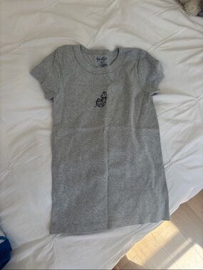 Grey Short Sleeve Tee with Embroidered Bear